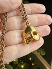 Vintage Gold Tone Phantom Of The Opera Mask Necklace  Read