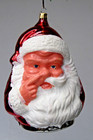 Vintage Glass Santa Picking Dig Nose Head Large Christmas Ornament Germany
