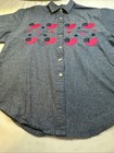Panhandle Slim Womens Western Short Sleeve Denim Shirt Embroidered Blue M  5045