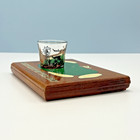 Vintage Never Drink Water Shot Glass 19th Hole Golf Wood Base Board - Fun Gift
