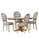 Naclerio French Country Fabric Upholstered Wood 5 Piece Dining Set