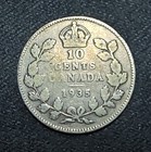 1935 Canada 10 Cents Silver Dime Low Mintage Key Date Original Collector Coin