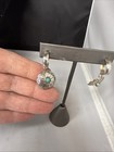 Signed Dh Sterling Silver Southwest Turquoise Congo Dangle Half Hoop Earrings