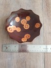 Vintage Copper Brown Enamel Trinket Dish Ash Tray  Floral Design Mcm Style 6 In