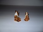 Vintage Bone China Miniature Collie Dogs Puppy Lying Down Sitting
