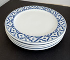 Chinese Porcelain 4 Dinner Plates Blue White 9 5    Floral Border Asian Pattern