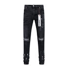 Black Purple Brand Men s Personality Logo Fashion Slim Fit Splash-ink Jeans