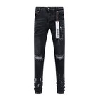 Fashion Black Purple Brand Men s Personality Slim Fit Splash-ink Jeans