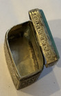 Vintage Continental Silver Engraved Hinged Trinket Box W Malachite Stone