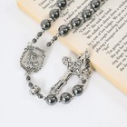 Hematite Rosary Black Stone Beads St  Michael Beaded Necklace With Large Cross