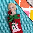 Dollhouse Miniature Artisan Knit Christmas Stocking With Toy Doll 1 12 Scale