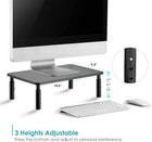 Adjustable Metal Monitor Stand Riser With Mesh Shelf For Desktop Computer Laptop