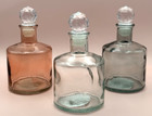 Decorative Lustrous Glass Bottles With Stopper  New  5in X 3in clear amber gray