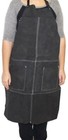 Black Genuine Leather Bib Style Shop Apron With 2 Pockets - As-50011