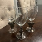 Vintage Stemmed Wine Glasses Fort Usa Pewter Set Of Three 2 Elephants   1 Zebra