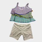 Build A Bear Purple Green Blue Striped Sequin Top White Leggings Teddy Outfit