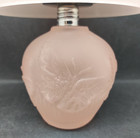Vtg Pink Frosted Satin Glass Butterfly Fairy Lamp Tea Light Votive Holder Taiwan