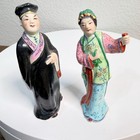 Vintage Chinese Porcelain Man Woman Figurines Couple Asian Hand Painted 4 