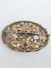 Old Big Brass Coloured Art Nouveau Brooch Ornate Work Rare Antique 