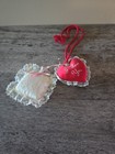 Vintage 2 Hanging Stuffed Pillow 4inch   Heart I Love You 3inch