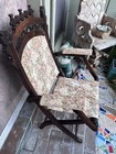 Eastlake Style Folding Campaign Tapestry Chair Antique 19th C Victorian