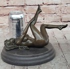 Beautiful Signed Art Nouveau Gilt Bronze Sculpture Figure Statue Naked Nude Girl