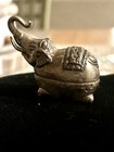 Vintage Elephant Signed T90 Silver Repouss   Betel Snuff Box