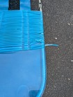 Vintage Folding Aluminum Chaise Lounge Chair Blue Vinyl Tubing Lawn Beach Chair
