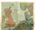 1945 Ww2 Large Size Robinson 39 x29  European Allied Invasion Of Germany Map