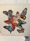 Vintage Butterfly Needlepoint 19    X 19     Cottagecore Grandmacore Homemade