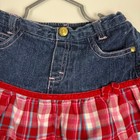 Y2k Please Mum Girls 3t Denim Plaid Ruffle Skirt Red Pink Holiday Mixed Media
