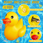 1 Pack 4 Feet Giant Inflatable Duck Huge Rubber Duck Large Blow Up Pool Float Fo