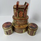Vintage Coca Cola Tin Canisters Set Of 5