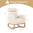 Nursery Rocking Chair Upholstered Chenille Rocker Armchair W  Side Pocket
