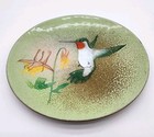 Norman Brumm Copper Enamel Plate 4 85  Hummingbird Flower Signed Floral Bird