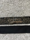 Authentic Chanel Gift Wrap Ribbon Gold Black 1 5  Wide X 24  Length