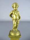 Antique Statue Bronze Figure Putto On Column Small Bronze Of Xx Century