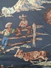 Rare Selling By The Yard X 54  Wide   round Up  Cowboy Barkcloth  Blue By Moda