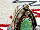 Big Vintage Navajo Turquoise Ring 20g Leaf Accent Signed Bb Size 7 5 Southwest