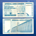 10 X Zimbabwe 100 Billion Dollars Special Agro Cheque Banknote  2008 Circulated