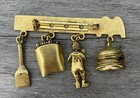 Rare Vintage Gold Mcdonald s Employee Ronald Mcdonald Pendant Pin With Charms