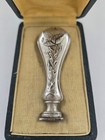 Antique French Silver Art Nouveau Wax Seal Stamp In Original Box Poppy Flower