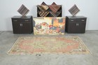4x8 Turkish Antique Area Rug Anatolian Hand-knotted Vintage Oushak Carpet 827