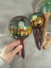 Tri-color Wooden Mexican-style Maracas Pair Shakers Music Rhythm Mexico Lot D3