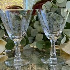 Fostoria Thistle Footed Wine Water 5 7 8    Tall Clear Rare Vintage Signed Set 2