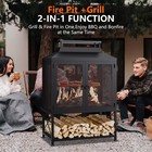 2-in-1 Metal Chiminea Fireplace With Grill With Wood Storage   Chimney For Yards