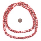 Red   White Venetian-style Skunk Beads 10mm  36 Inch Strand Round Glass