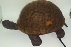 Turtle Lamp Amber Tortoise Glass Cast Metal Base Night Light Vintage
