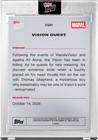 2026 Marvel Topps Now Vision Quest - 10 14 26 Movie Poster Presale  wandavision 