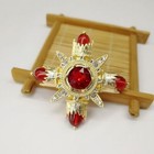 Red Rhinestone Cross Brooch Pin Metal Big Brooches For Women Vintage Pins 